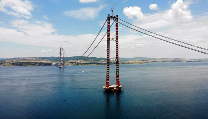 1915 Çanakkale Köprüsü’nün askı halat montajı başladı
