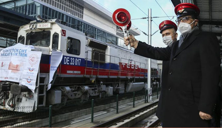 Çin’e gidecek Bor treni ve Rusya'ya gidecek olan ilk blok ihracat treni Ankara Gar’ından yola çıktı