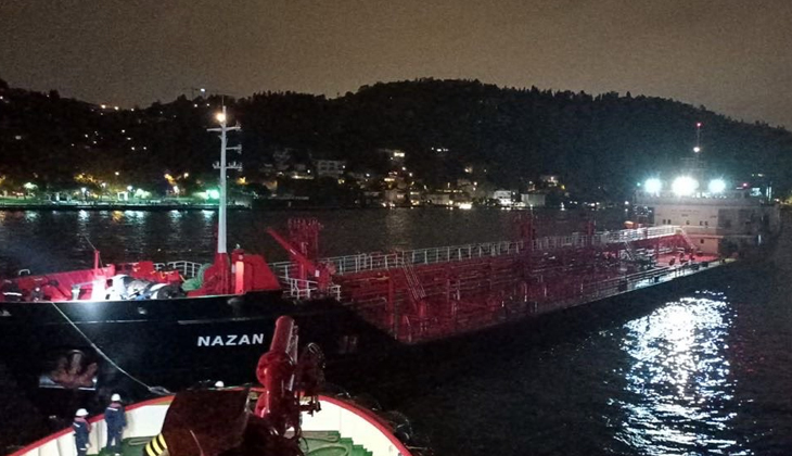 İstanbul Boğazı'nda NAZAN isimli tanker dümen arızası yaşadı