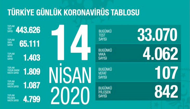 Türkiye'de koronavirüs nedeniyle hayatını kaybedenlerin sayısı 1.403 oldu