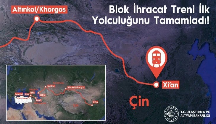 İlk blok ihracat treni Çin’e ulaştı