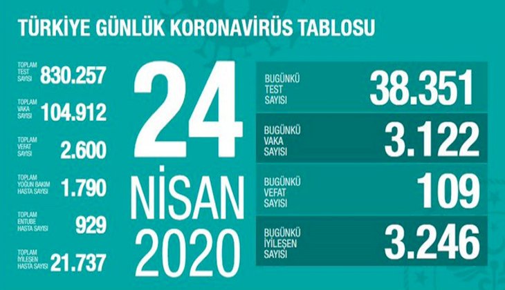 Türkiye'de koronavirüs nedeniyle hayatını kaybedenlerin sayısı 2.600 oldu