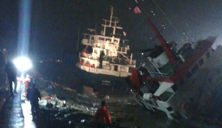 Tuzla’da gemi kazası! İki gemi su alarak yan yattı